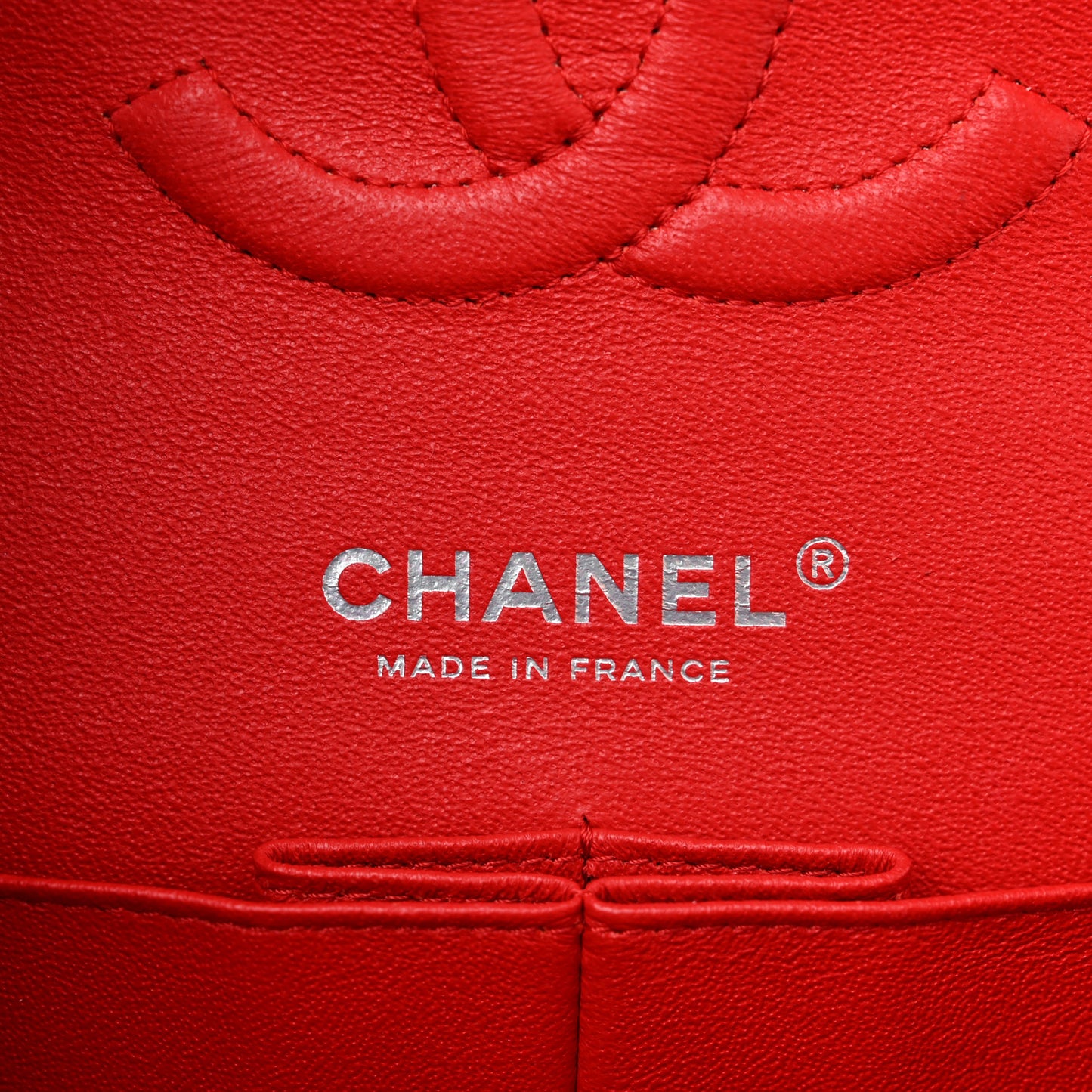 Patent Calfskin Quilted Bi-Color Medium Double Flap Red Black