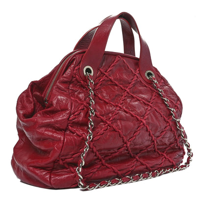 Chanel Calfskin Ultra Stitch Large Bowler Red 3 of 10