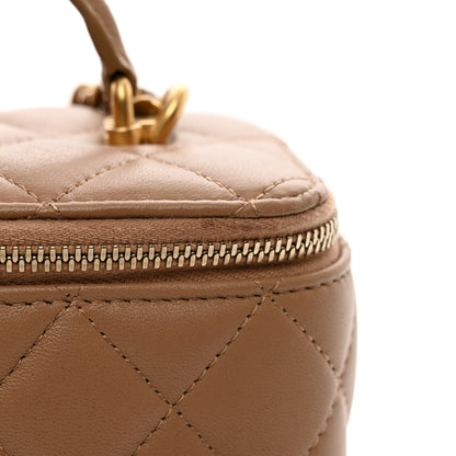 Chanel Lambskin Quilted Metal Small Top Handle Vanity Case With Chain Beige 11 of 11