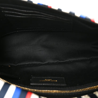 Saint Laurent Silk Striped Monogram Medium Jamie Blue Multicolor 4 of 9