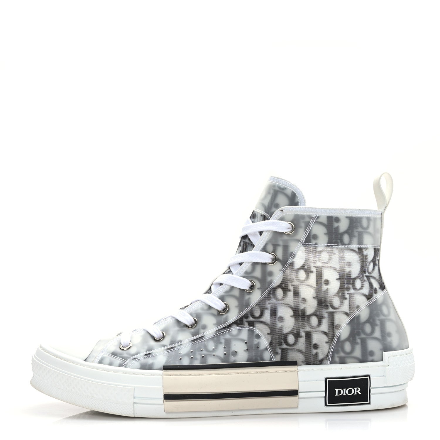 Christian Dior Technical Canvas Oblique Mens B23 High Top Sneakers 45 White Black 2 of 7