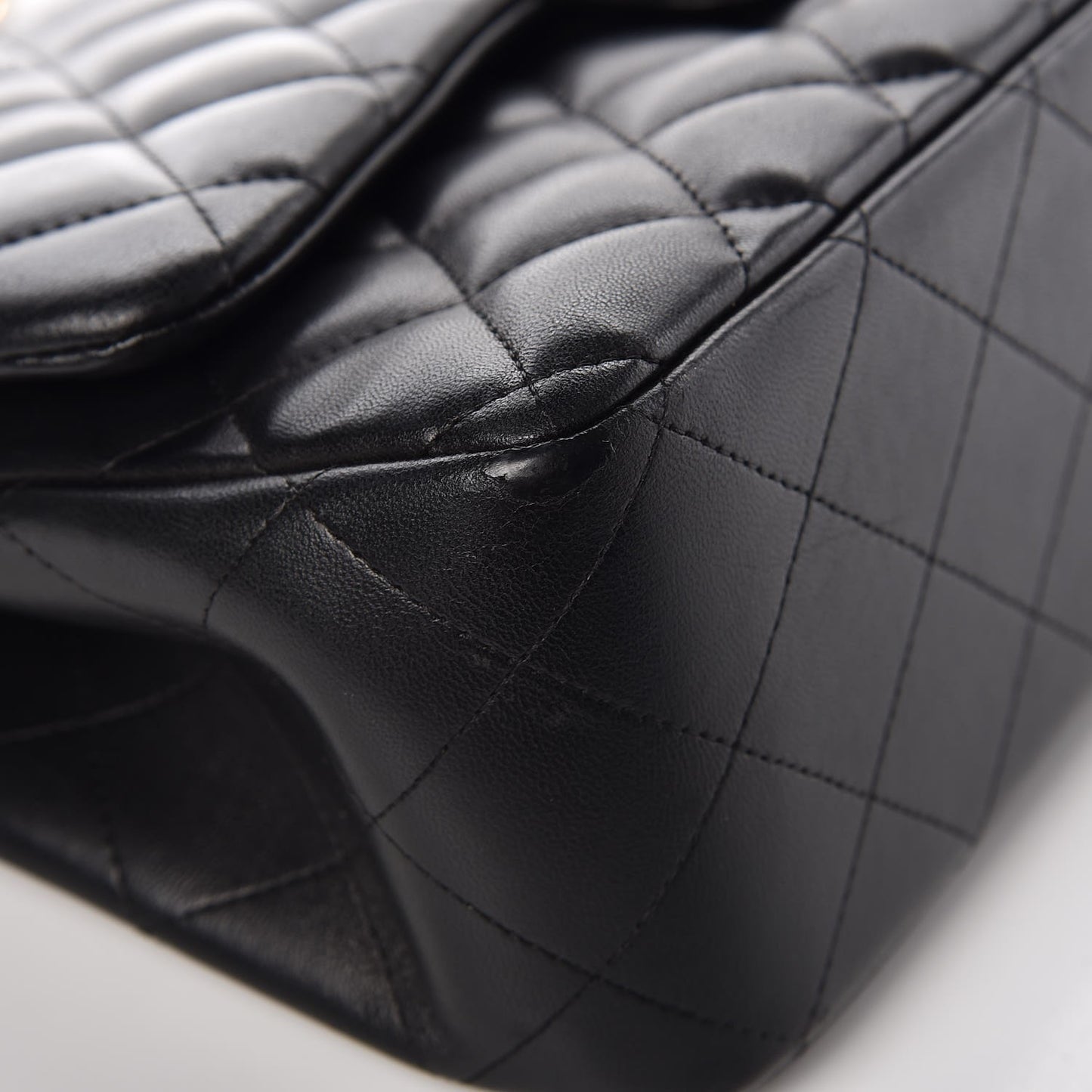 Lambskin Quilted Jumbo Double Flap Black