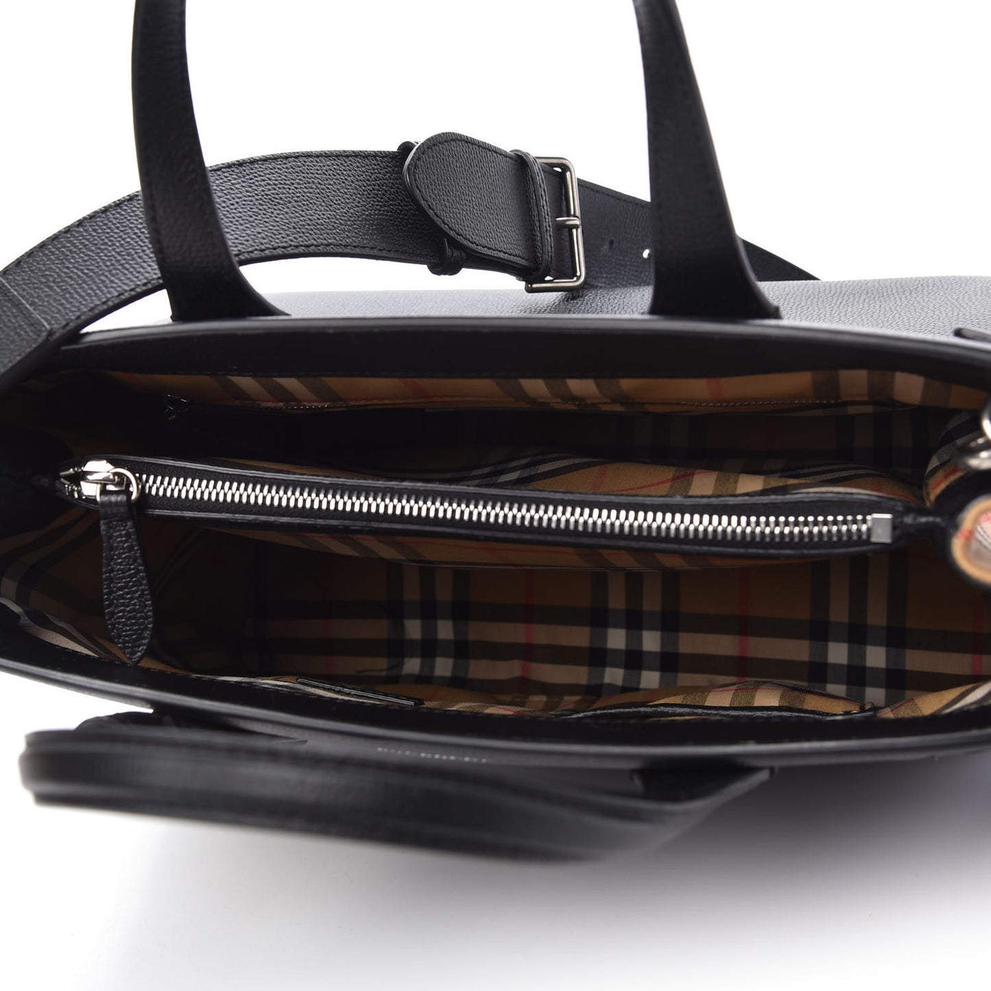 Derby Calfskin House Check Medium Banner Tote Black