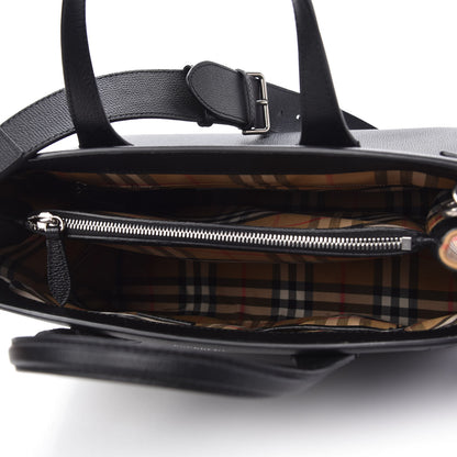 Burberry Derby Calfskin House Check Medium Banner Tote Black 5 of 11