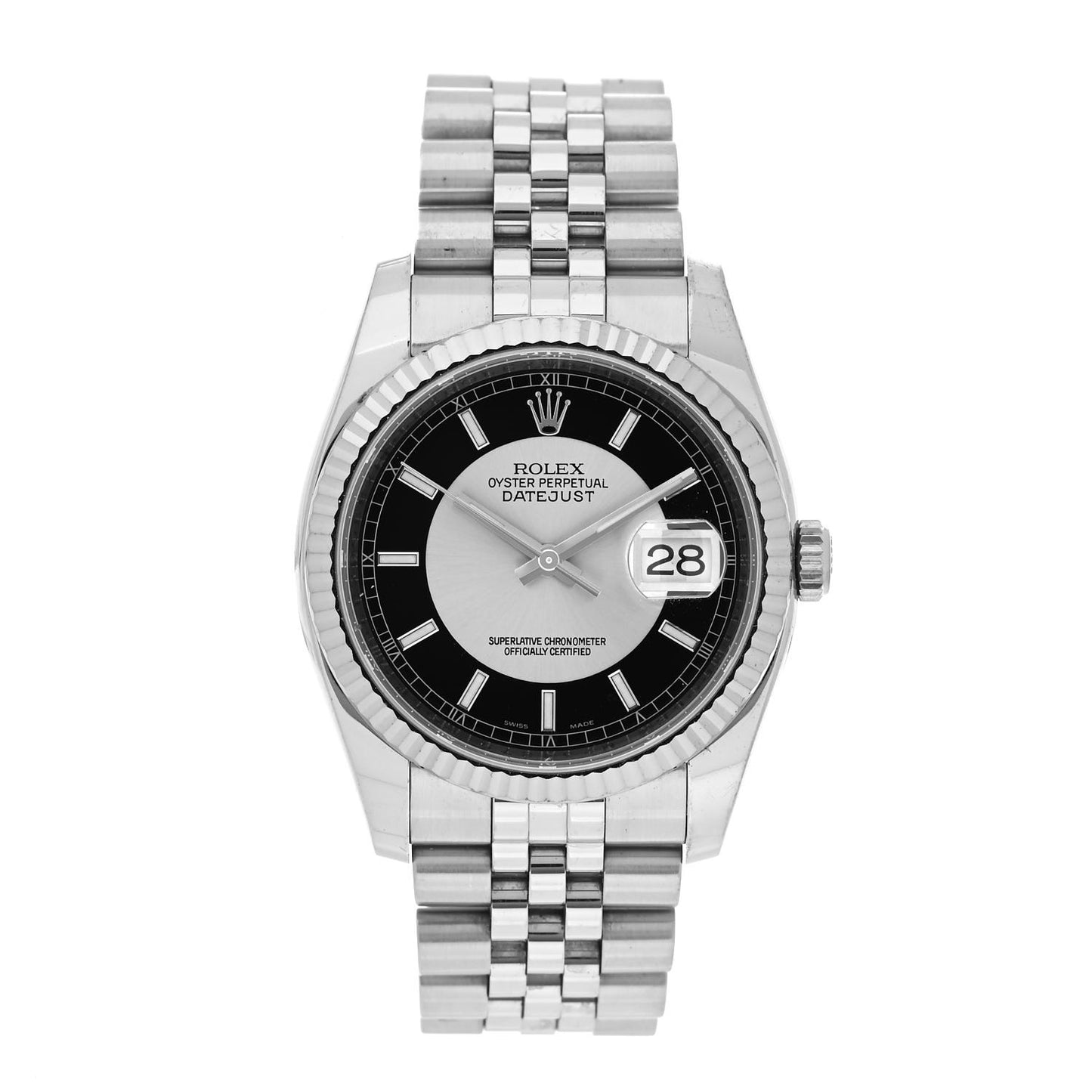 Stainless Steel 18K White Gold 36mm Oyster Perpetual Roulette Datejust Watch Silver 116234