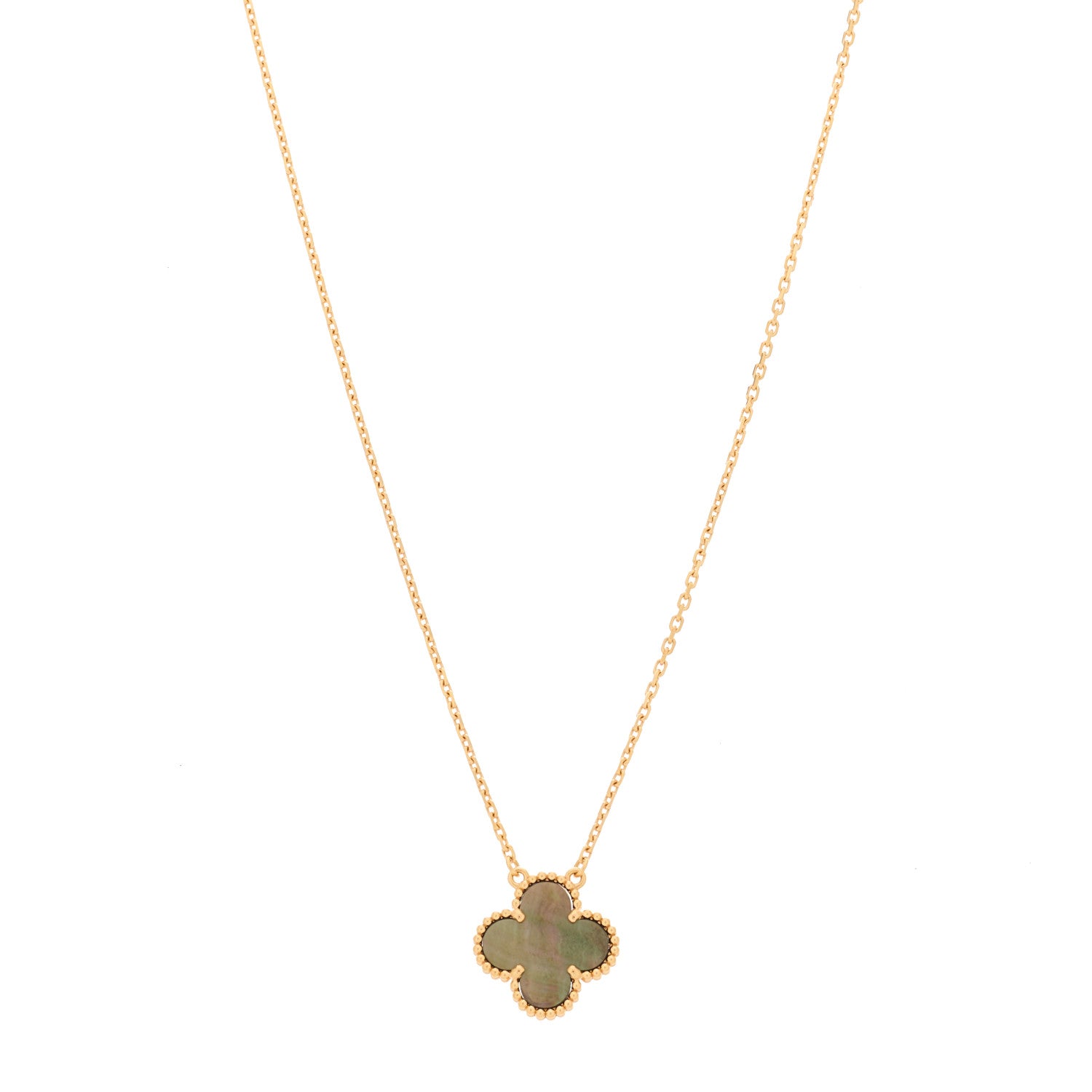 Van Cleef & Arpels 18K Rose Gold Gray Mother of Pearl Vintage Alhambra Pendant Necklace 1 of 7