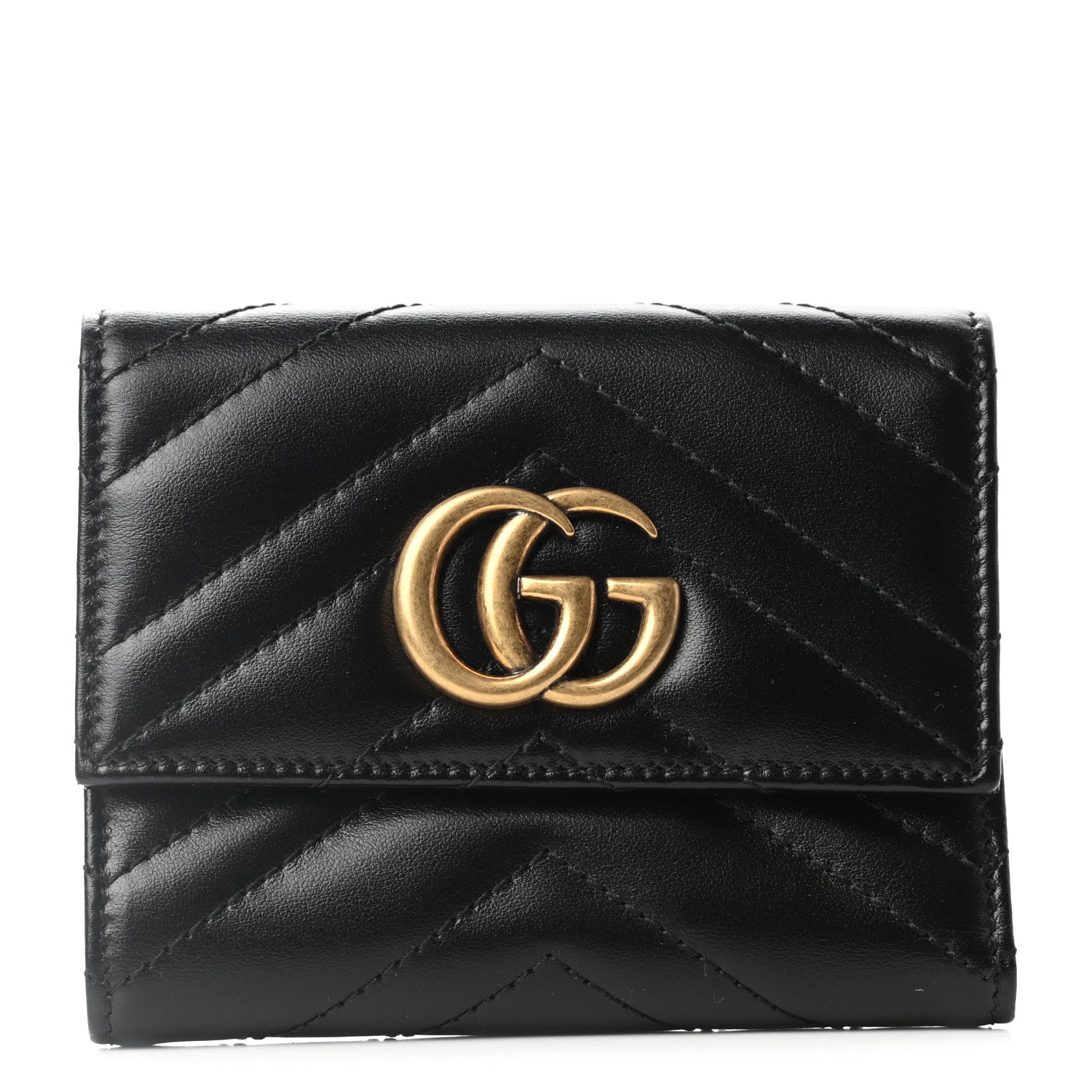 Gucci Calfskin Matelasse GG Marmont Wallet Black 1 of 7