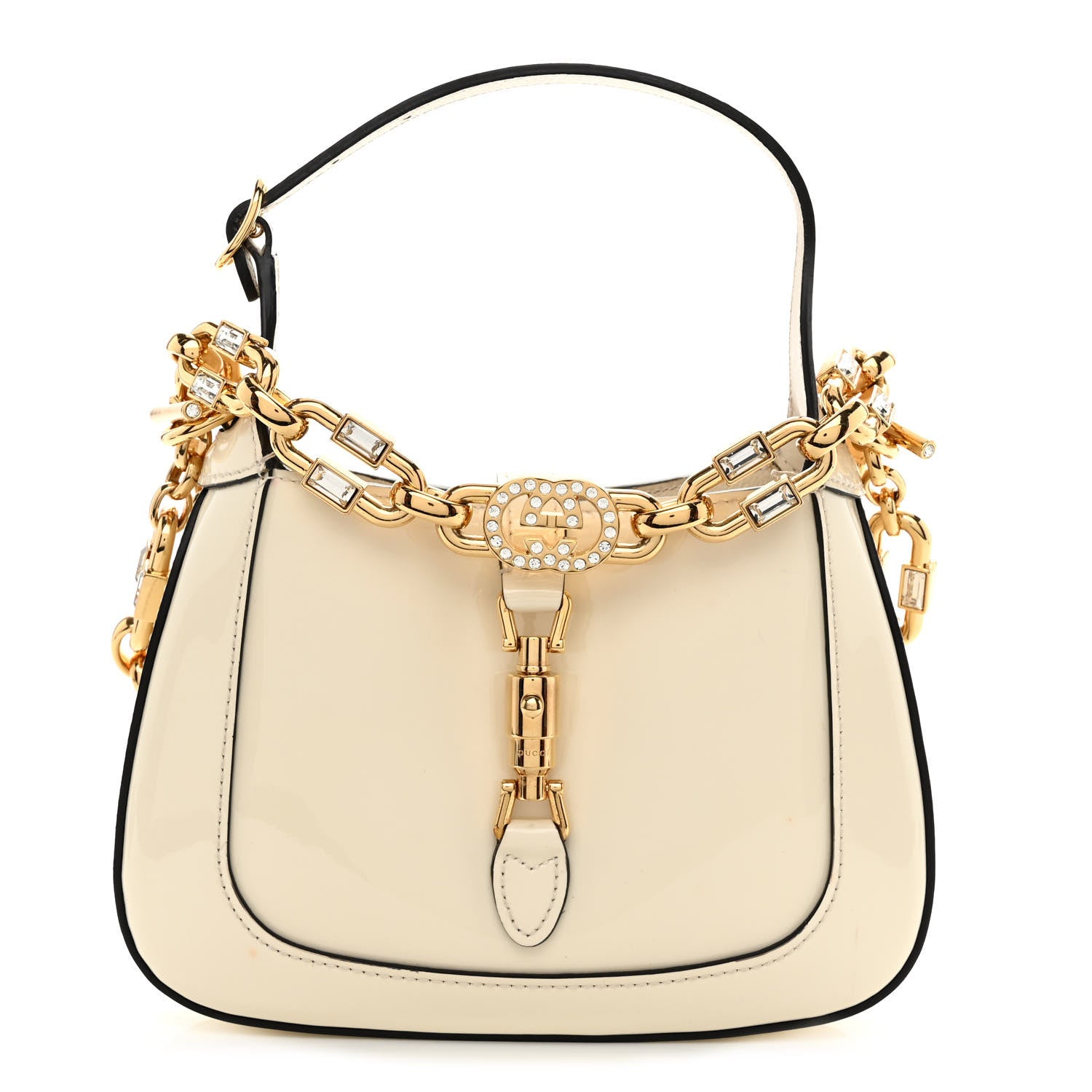 Gucci Patent Mini Jackie 1961 Crystal Hobo Mystic White 1 of 12