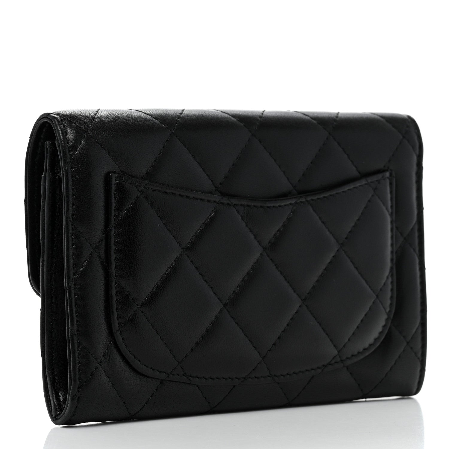 Chanel Lambskin Quilted Small Flap Wallet Black 3 of 9