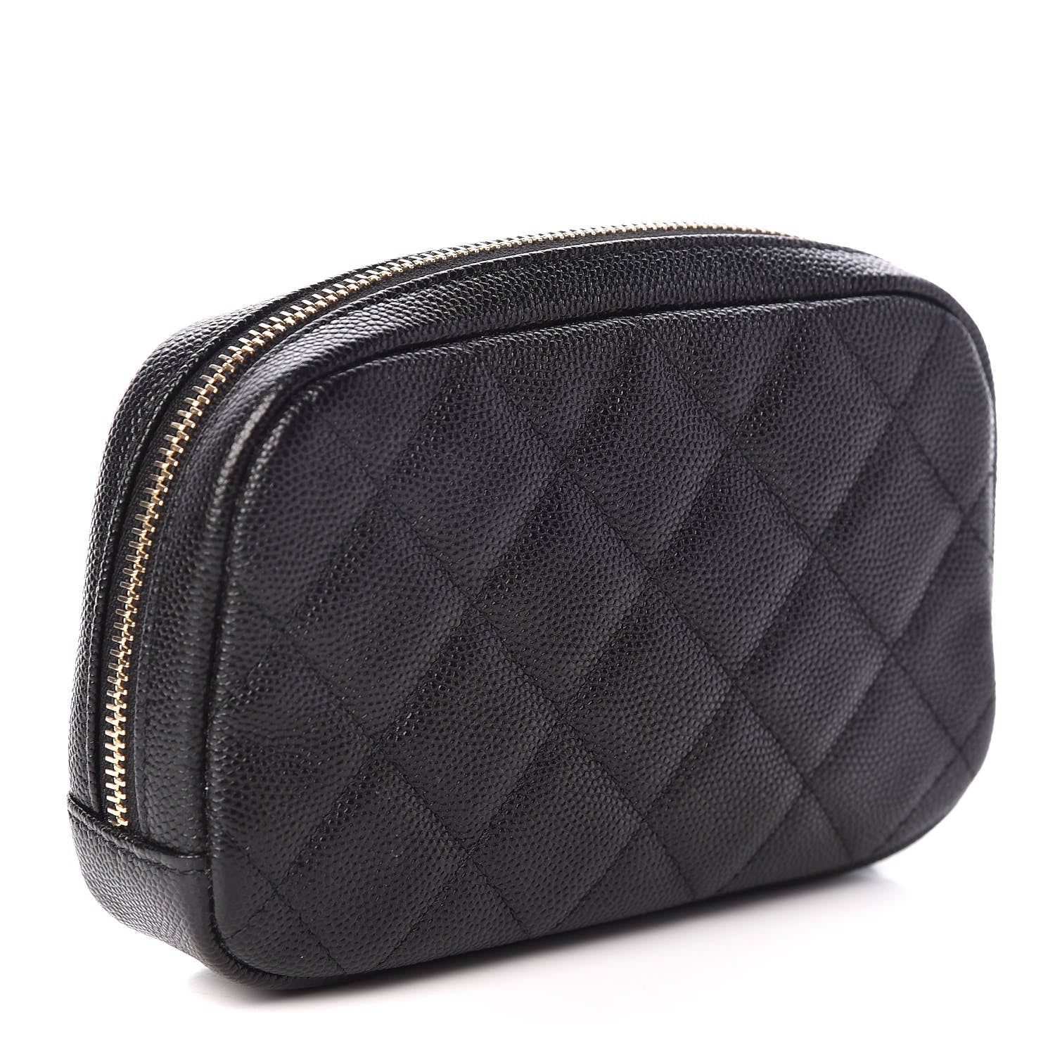 Chanel Caviar Quilted Small Curvy Pouch Cosmetic Case Black 3 of 10