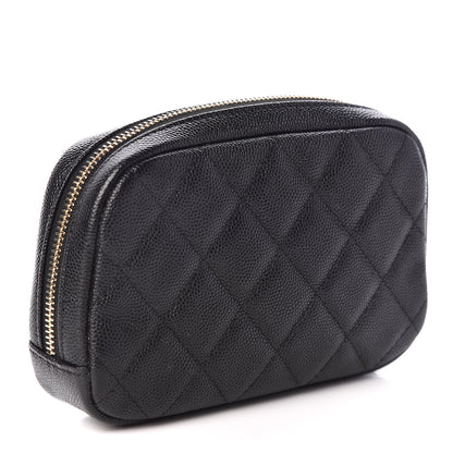 Chanel Caviar Quilted Small Curvy Pouch Cosmetic Case Black 3 of 10