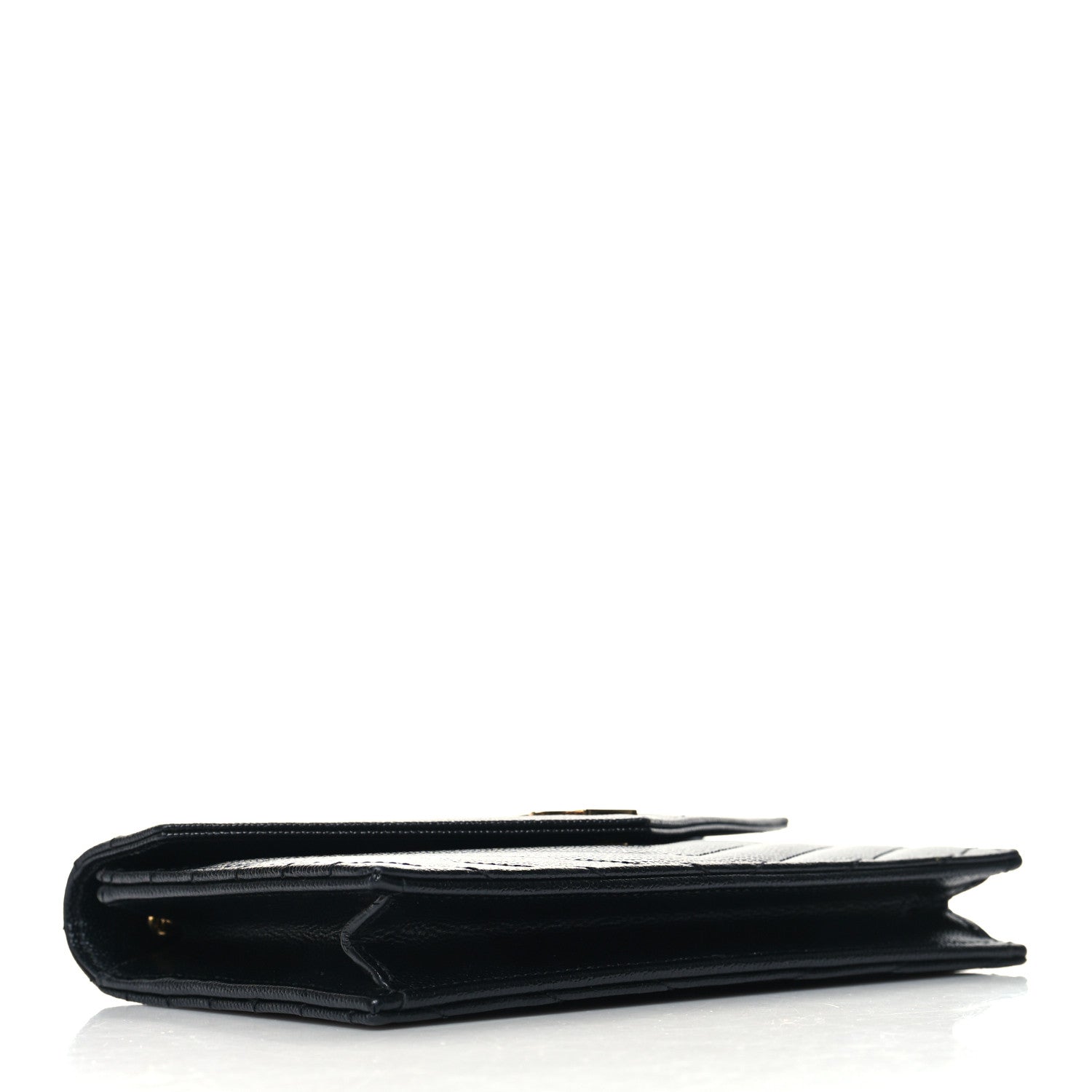 Saint Laurent Grain De Poudre Matelasse Chevron Monogram Envelope Chain Wallet Black 4 of 10
