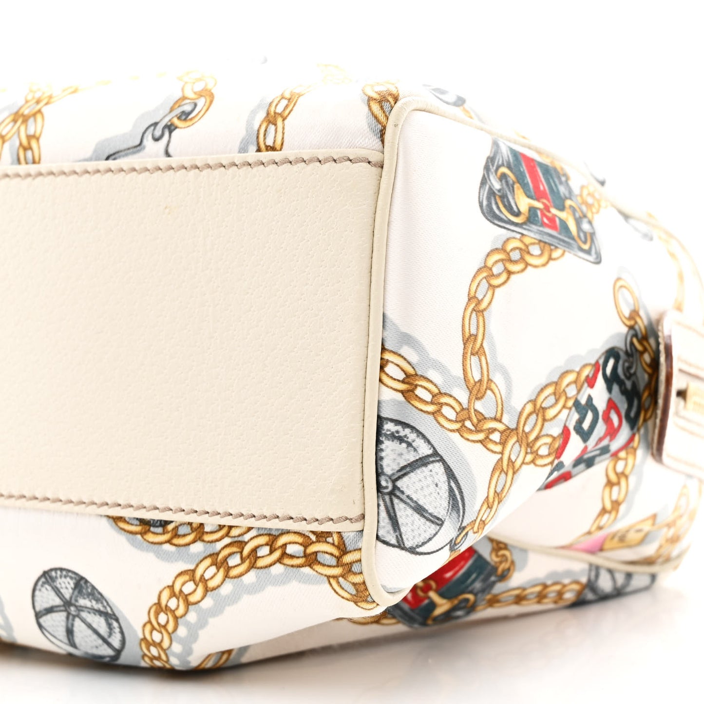 Satin Print Small Charmy Boston White