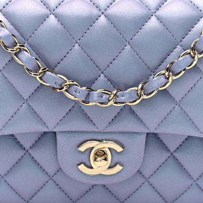 Chanel Iridescent Lambskin Quilted Medium Double Flap Light Purple 8 of 10