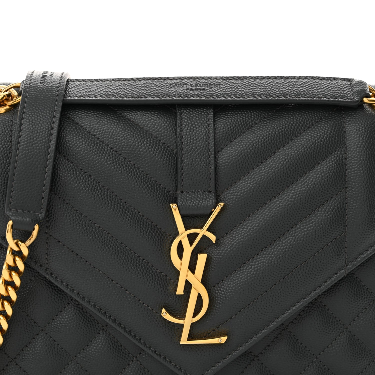 Saint Laurent Grain De Poudre Textured Mixed Matelasse Medium Triquilt Monogram Satchel Fog 8 of 10