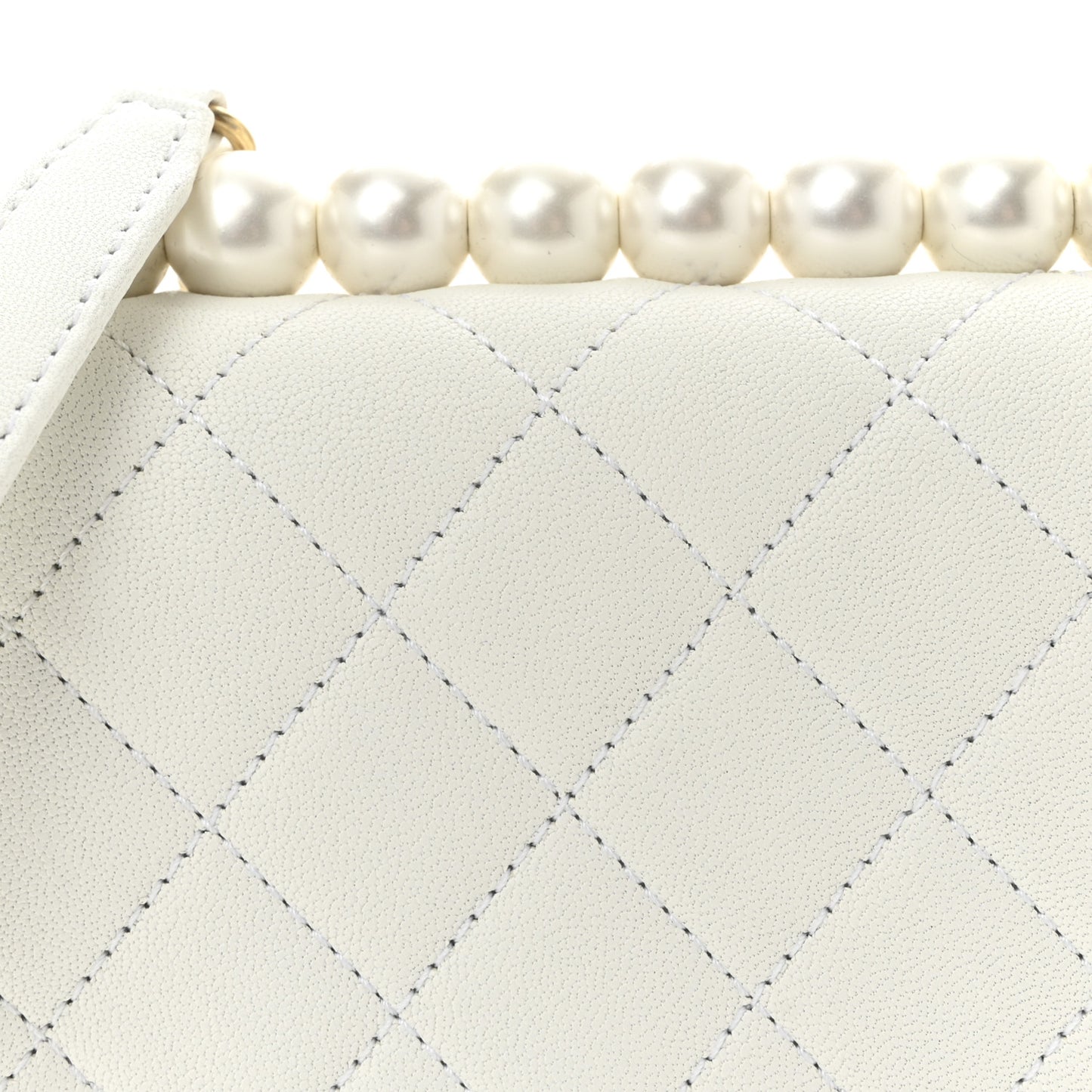 Goatskin Quilted Chic Pearls Flap White