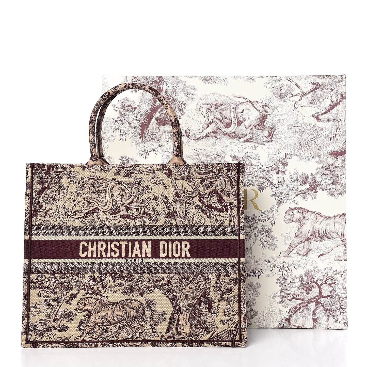 Canvas Embroidered Large Dioriviera Toile De Jouy Book Tote Burgundy