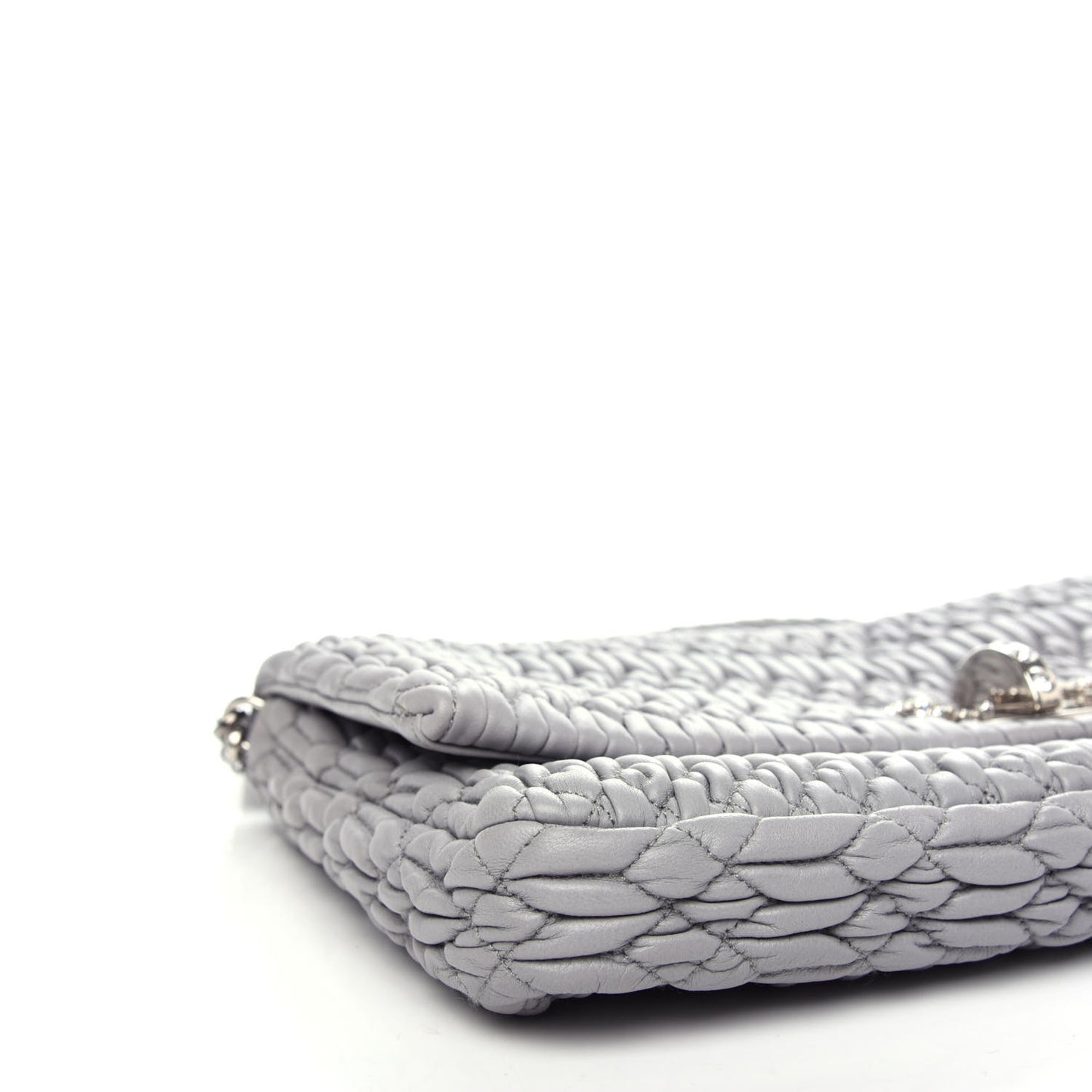 Nappa Matelasse Crystal Flap Clutch Pomice