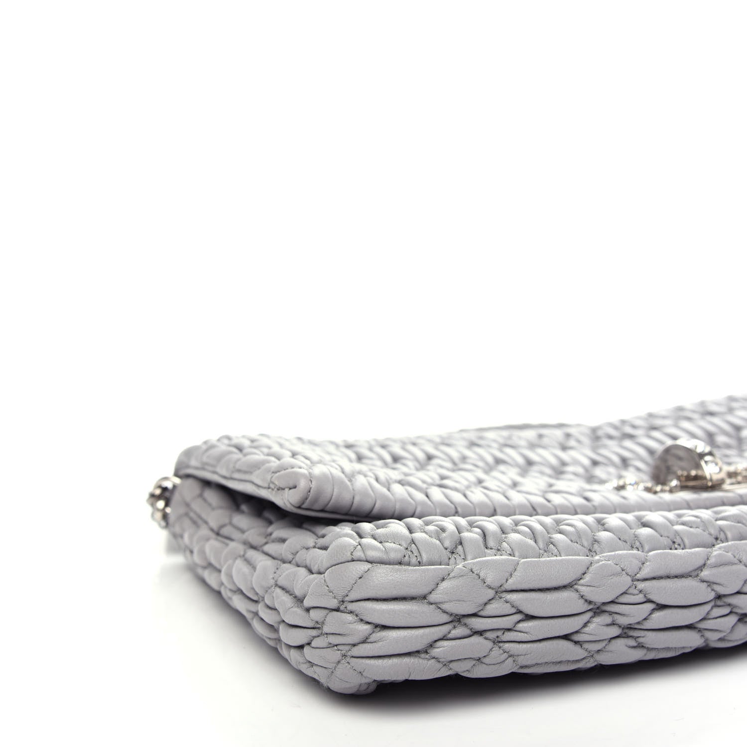 Miu Miu Nappa Matelasse Crystal Flap Clutch Pomice 7 of 10