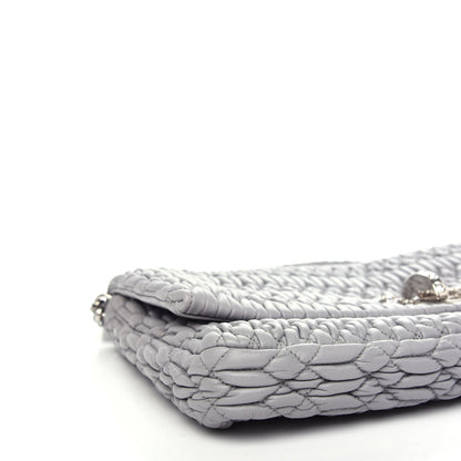 Miu Miu Nappa Matelasse Crystal Flap Clutch Pomice 7 of 10