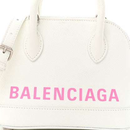 Balenciaga Grained Calfskin Logo XXS Ville Top Handle Bag White Fluo Pink 10 of 14