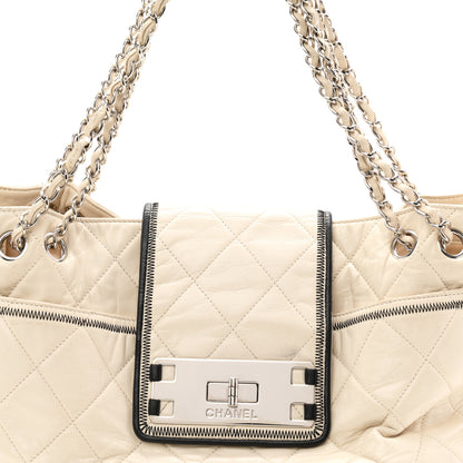 Chanel Glazed Lambskin Quilted North South XL Tote White 8 of 11