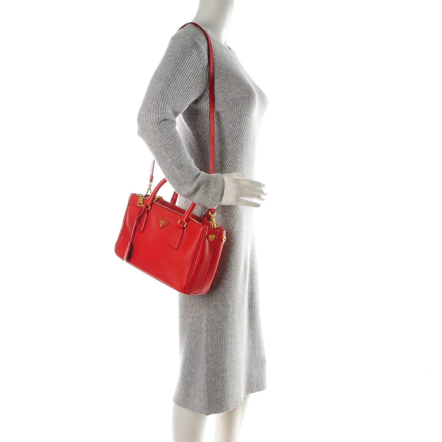Saffiano Mini Galleria Double Zip Tote Lacca
