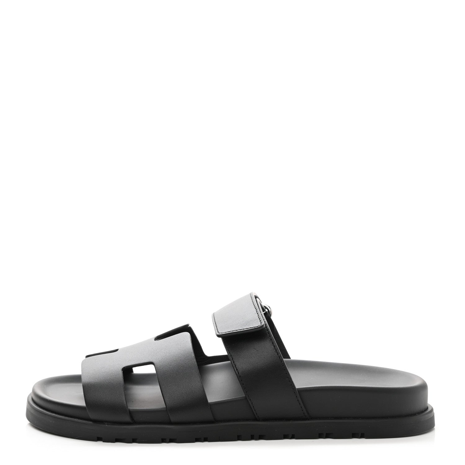 Hermes Calfskin Womens Chypre Sandals 38 Black 1 of 9