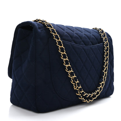 Chanel Jersey Quilted XL Jumbo Flap Navy 3 of 9