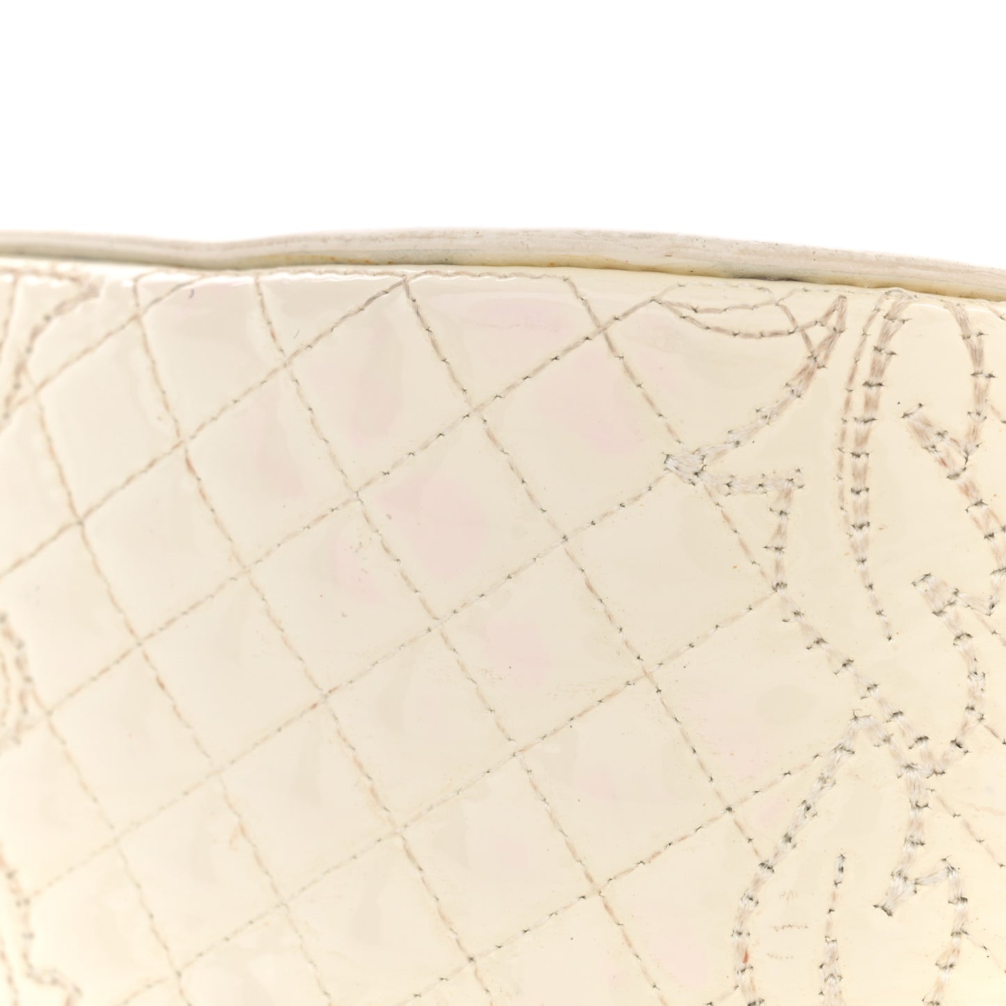 Patent Quilted Medusa Chain Shoulder Bag White