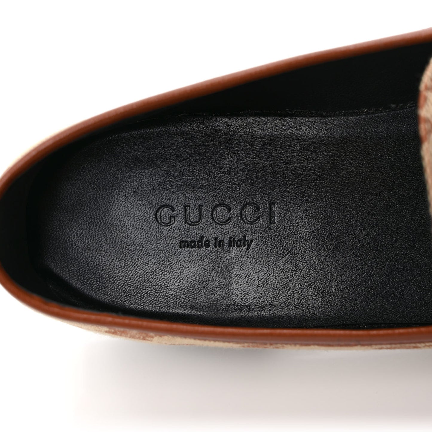 Canvas GG Monogram Horsebit Womens Jordaan Loafers 35 Beige Ruggine