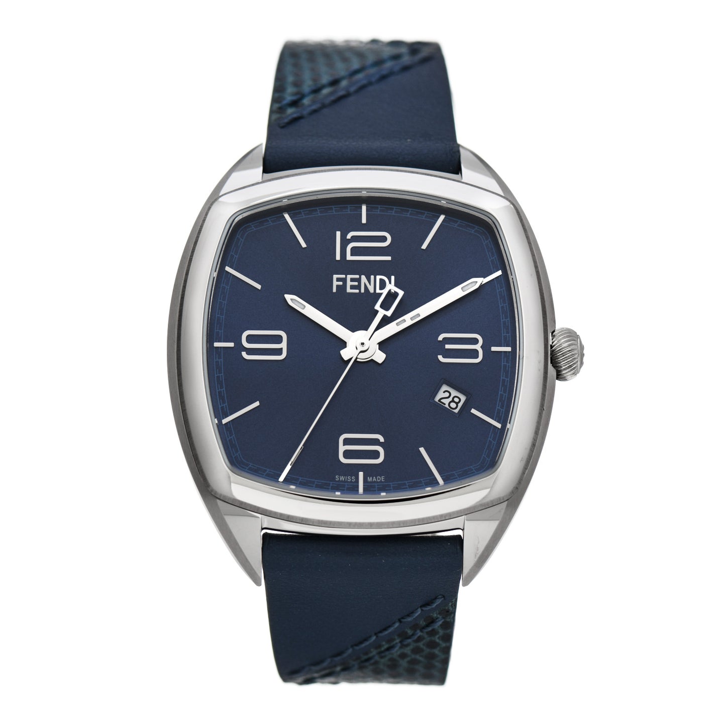 Stainless Steel Calfskin 39mm Momento Quartz Watch Blue
