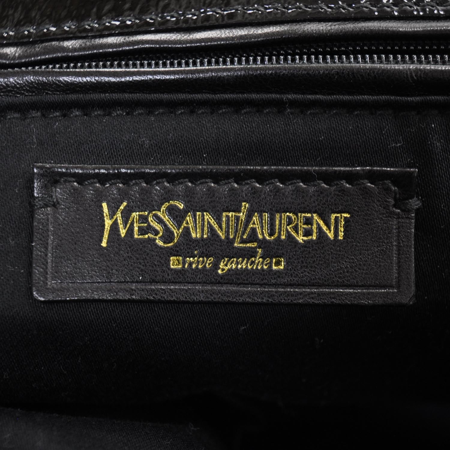 Saint Laurent Patent Crocodile Embossed Tribute Tote Black 7 of 9