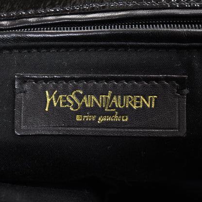 Saint Laurent Patent Crocodile Embossed Tribute Tote Black 7 of 9
