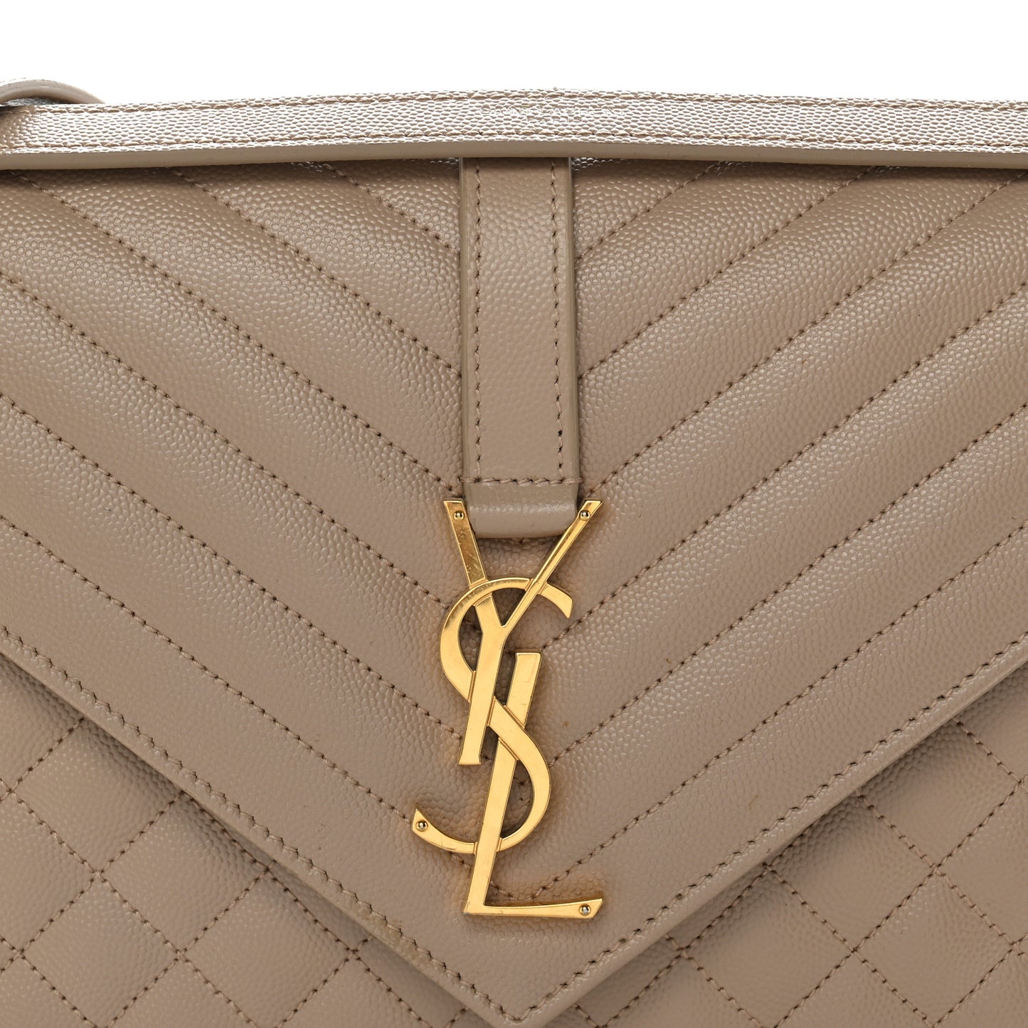 Grain De Poudre Mixed Matelasse Large Triquilt Monogram Satchel Dark Beige