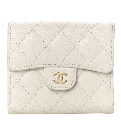 Chanel Caviar Quilted Compact Flap Wallet White 1 of 12