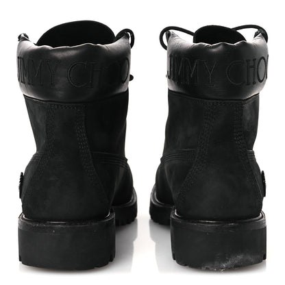 Jimmy Choo X TIMBERLAND Nubuck Glitter Womens Ankle Boots 38.5 Black Gunmetal 6 of 11
