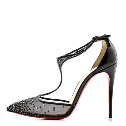 Christian Louboutin Patent Rete Strass Salopatina 100 Pumps 38 Black 1 of 7