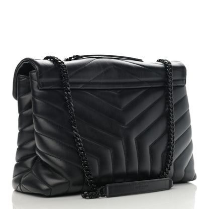 Saint Laurent Calfskin Y Quilted Monogram Medium Loulou Chain Satchel Black 4 of 15