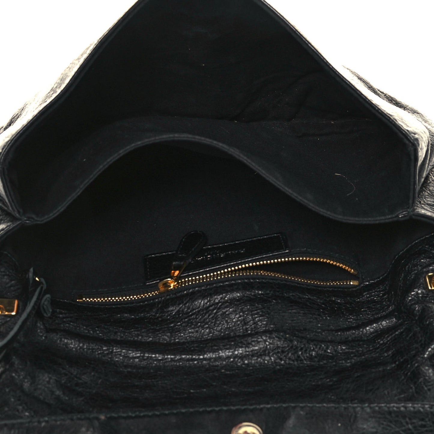 Agneau Giant 12 Gold Hardware Envelope Strap Clutch Black