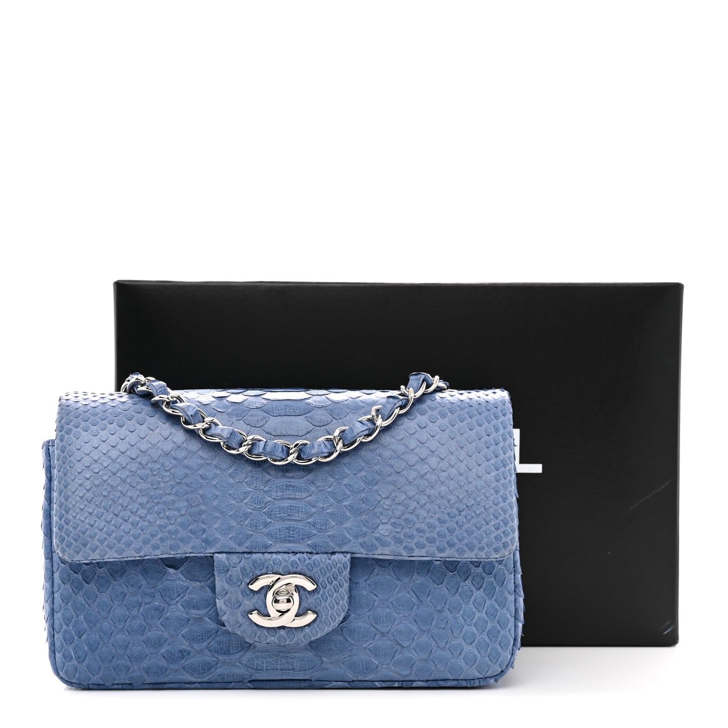 Snakeskin Mini Rectangular Flap Blue