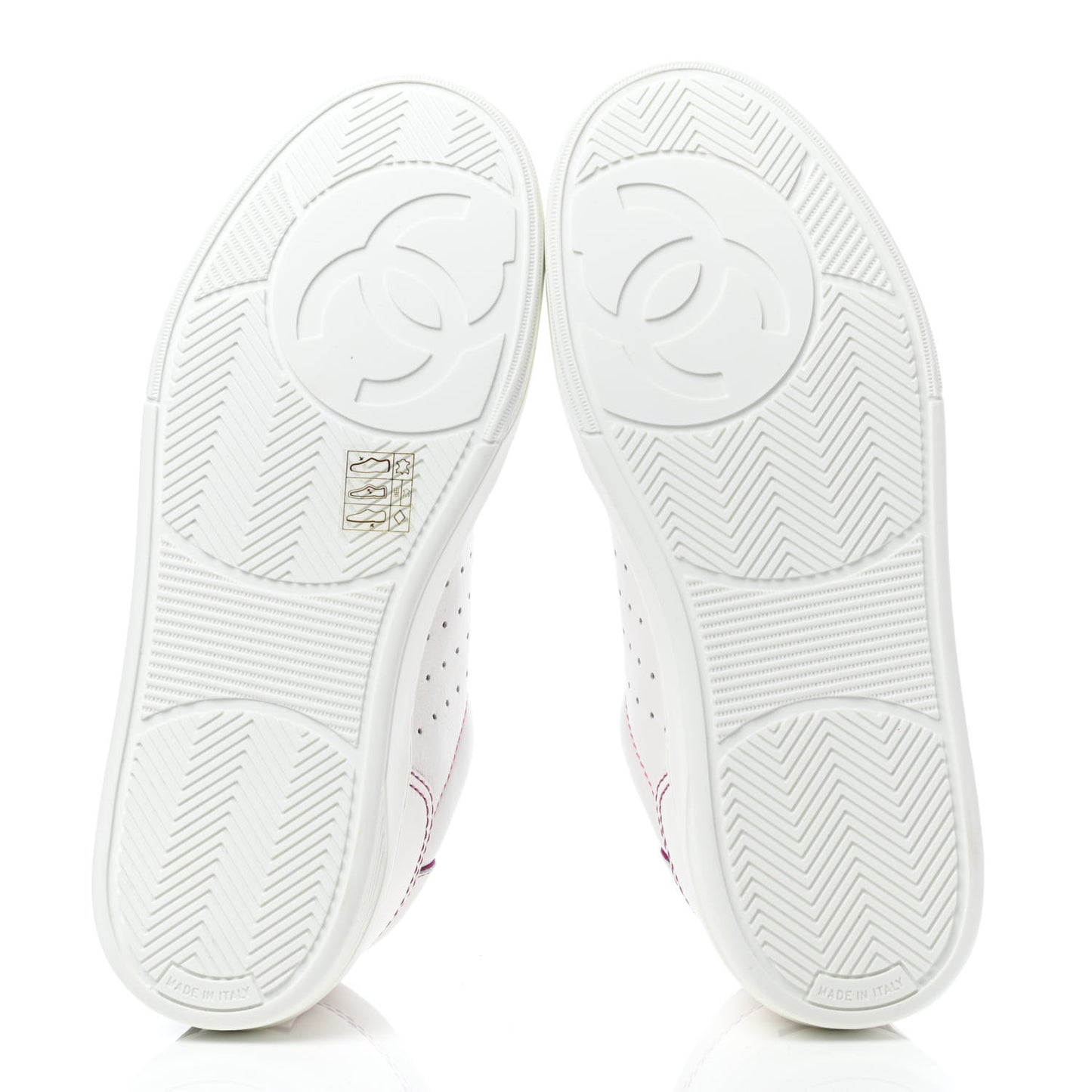 Calfskin Womens Logo Sneakers 37.5 White Pink