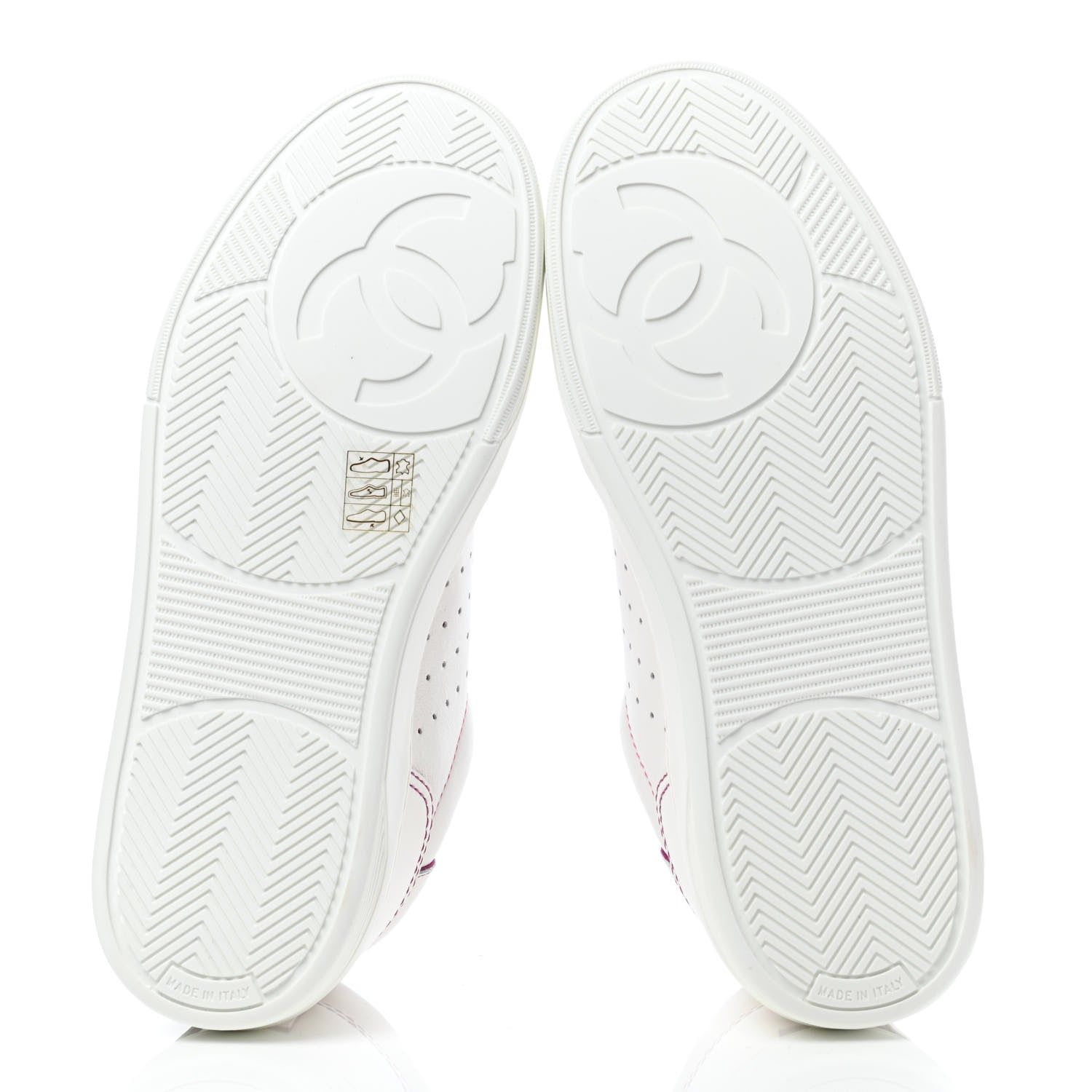 Chanel Calfskin Womens Logo Sneakers 37.5 White Pink 4 of 4