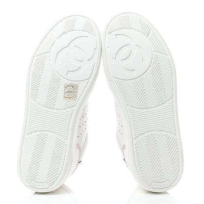 Chanel Calfskin Womens Logo Sneakers 37.5 White Pink 4 of 4