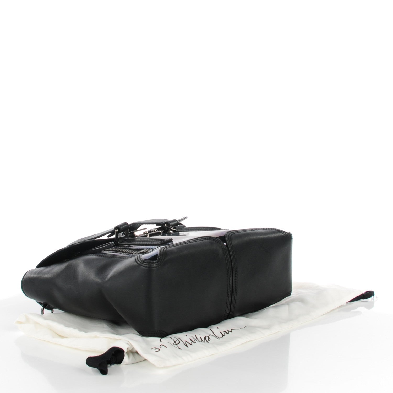 3.1 Phillip Lim 3.1 Oil Slick Patent Medium Pashli Satchel Black 4 of 7