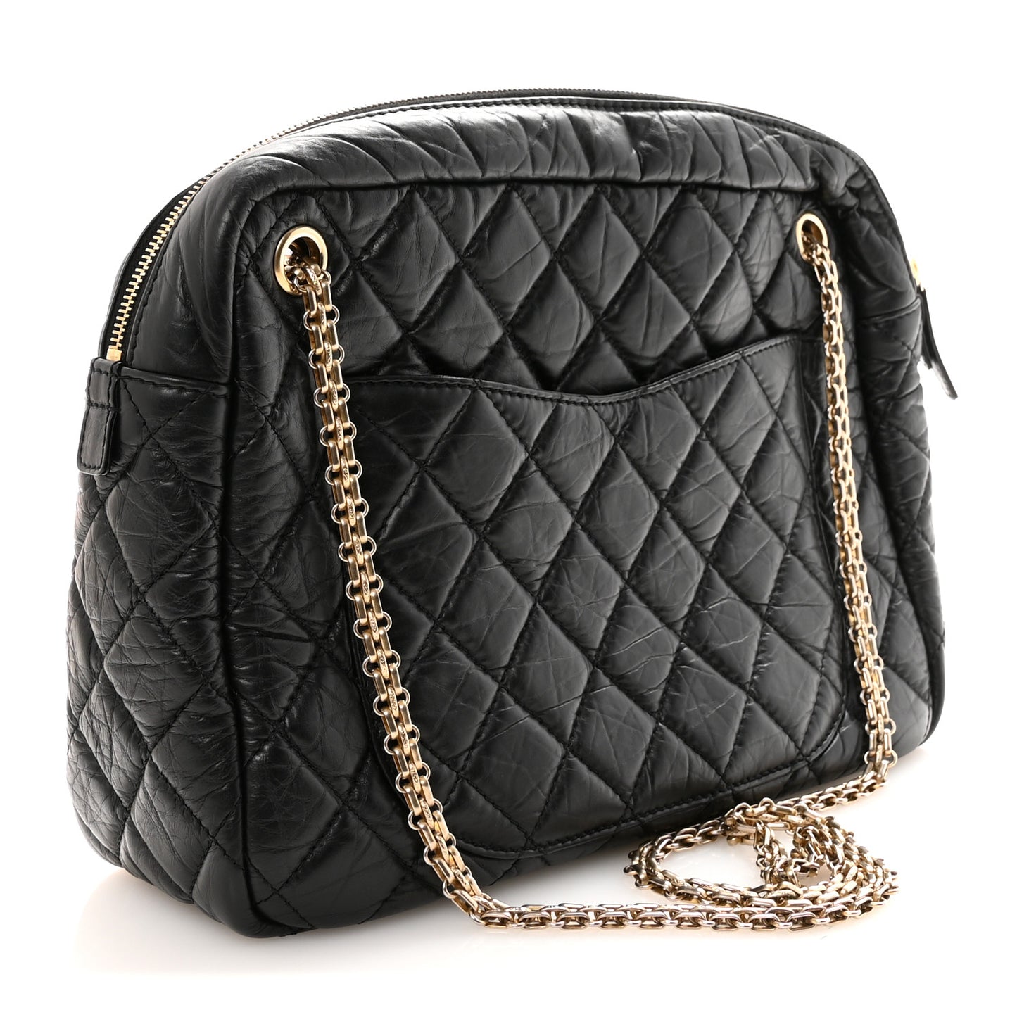 Aged Calfskin Quilted Large Reissue Camera Case Black