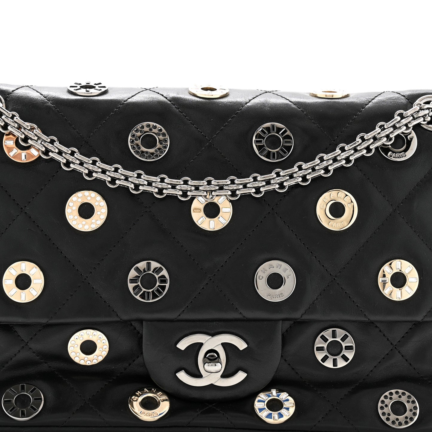 Lambskin Quilted Star Attitude Jumbo Flap Bag Black