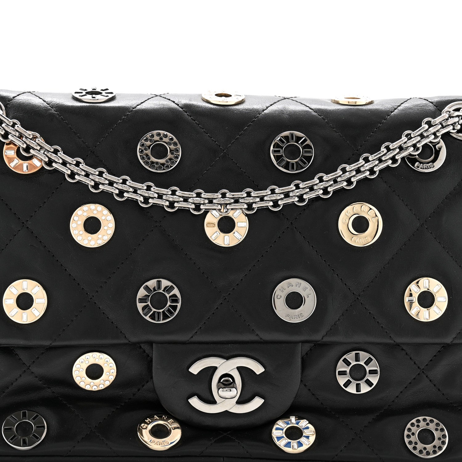 Chanel Lambskin Quilted Star Attitude Jumbo Flap Bag Black 8 of 13
