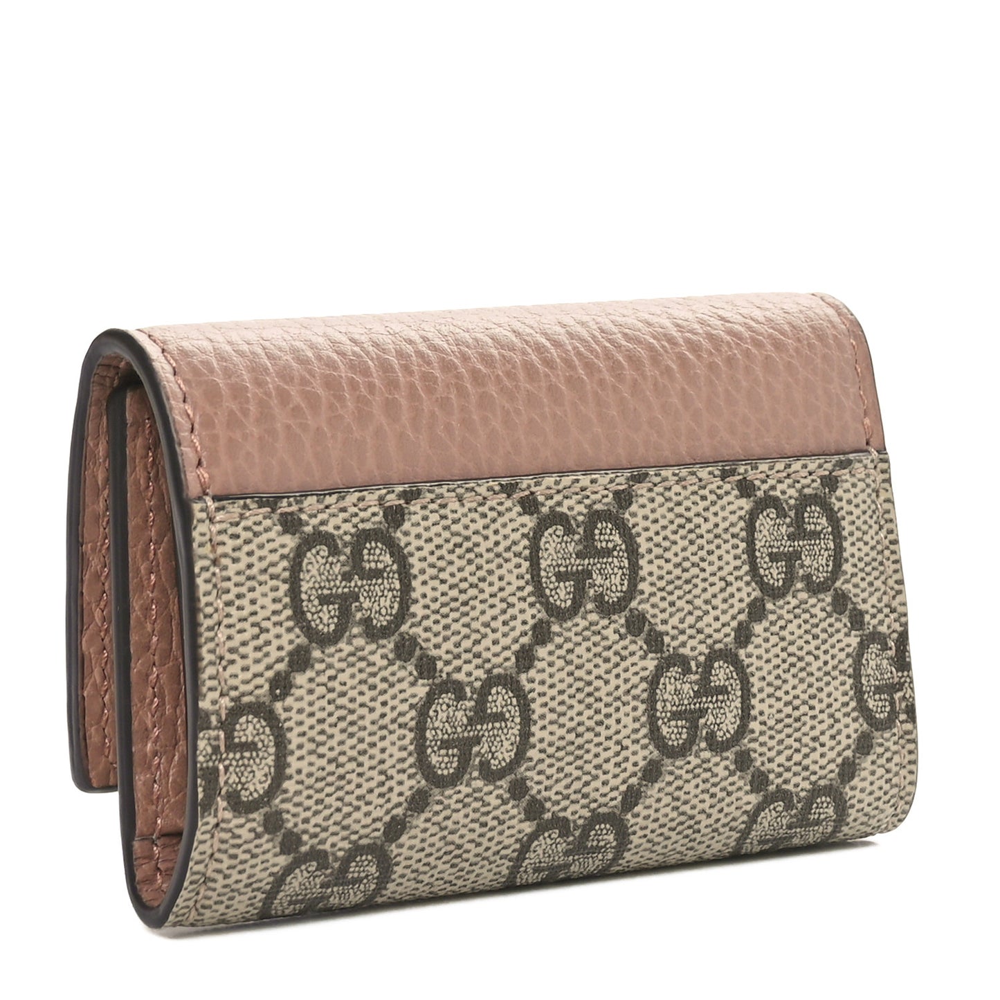 Dollar Calfskin GG Supreme Monogram GG Marmont 6 Key Holder Case Porcelain Rose Beige Ebony