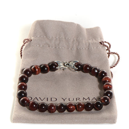 David Yurman Sterling Silver Red Tiger Eye 8mm Spiritual Beads Bracelet 6 of 6